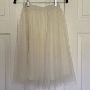 ModCloth Cream Romantic Whimsical Tulle Skirt Elastic Waist Sz Small